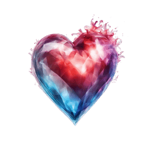 Colorful crystal heart PNG clipart with transparent background