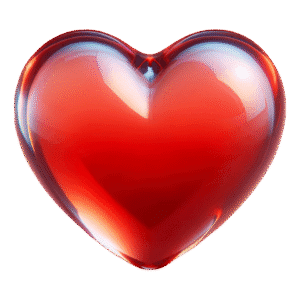 Heart PNG Clipart, Shiny 3D red heart PNG with transparent background for romantic or love-themed designs