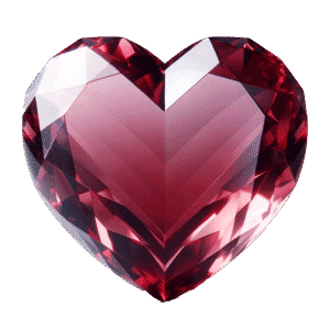 Red crystal heart PNG with transparent background – gemstone style love clipart