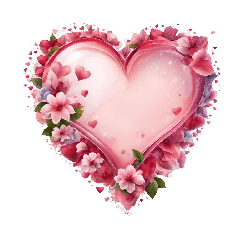 Floral Heart PNG – Flowers & Leaves Transparent Design