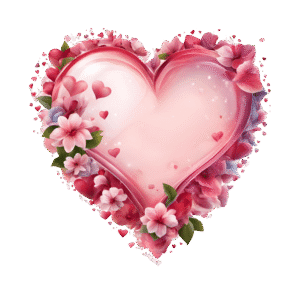 Heart PNG decorated with flowers and leaves on a transparent background