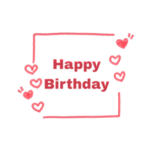 Red chalk-style “Happy Birthday” text inside a heart border on black background, transparent PNG