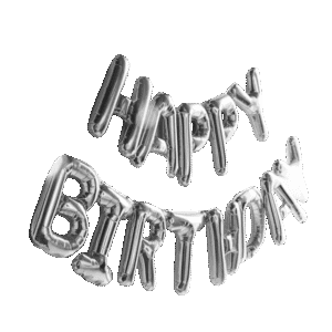 silver happy birthday balloon, PNG image, celebrations, party decorations - Silver Happy Birthday Balloon PNG Image