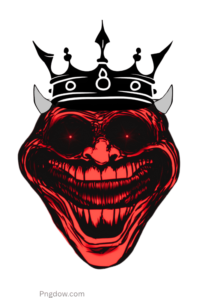 Devil Troll Face PNG with Red Glow & Horns – Free Evil Meme Image 1 Devil Troll Face PNG with Red Glow & Horns – Free Evil Meme Image