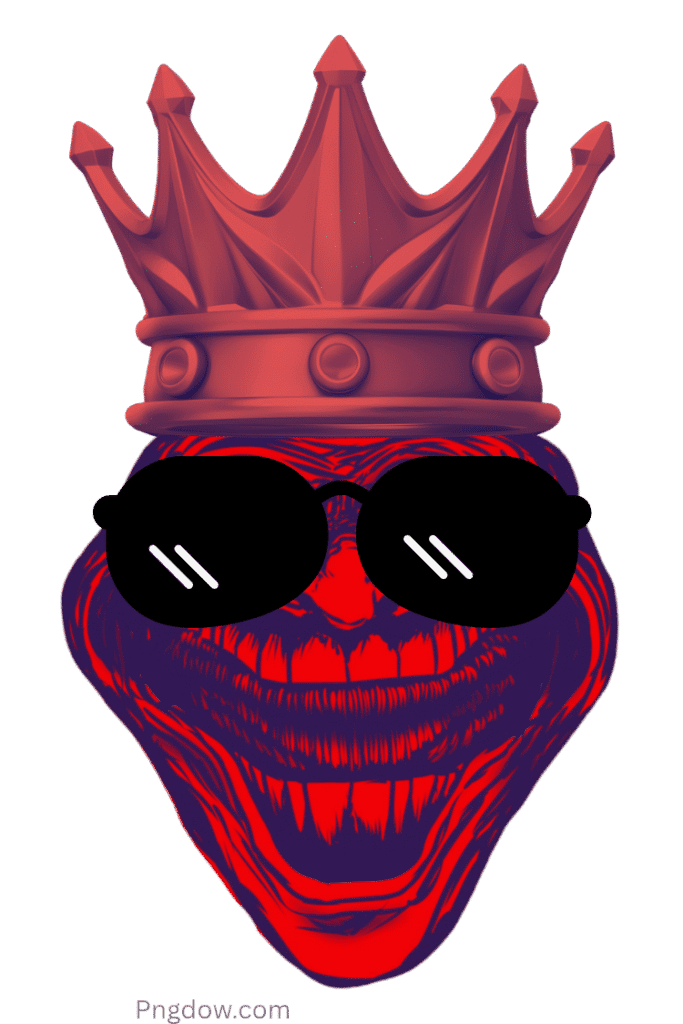 Troll Face King PNG | Red Meme Face with Crown & Sunglasses Free Download 1 Troll Face King PNG | Red Meme Face with Crown & Sunglasses Free Download