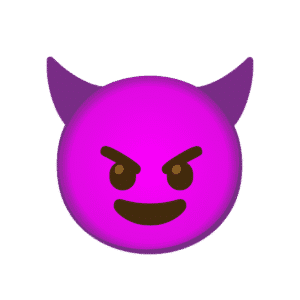 Purple devil emoji with evil smile and horns PNG