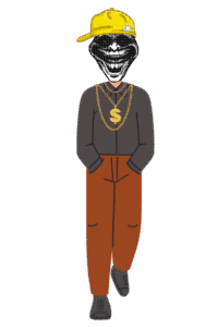 Funny troll face meme PNG with transparent background
