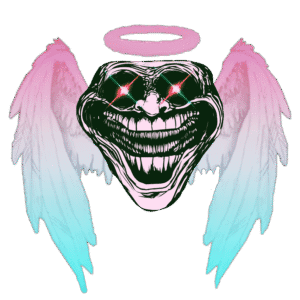 troll face with angled wings png clipart - Troll face with angled wings PNG clipart